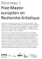 Nouveau  Post Master européen en Recherche Artistique